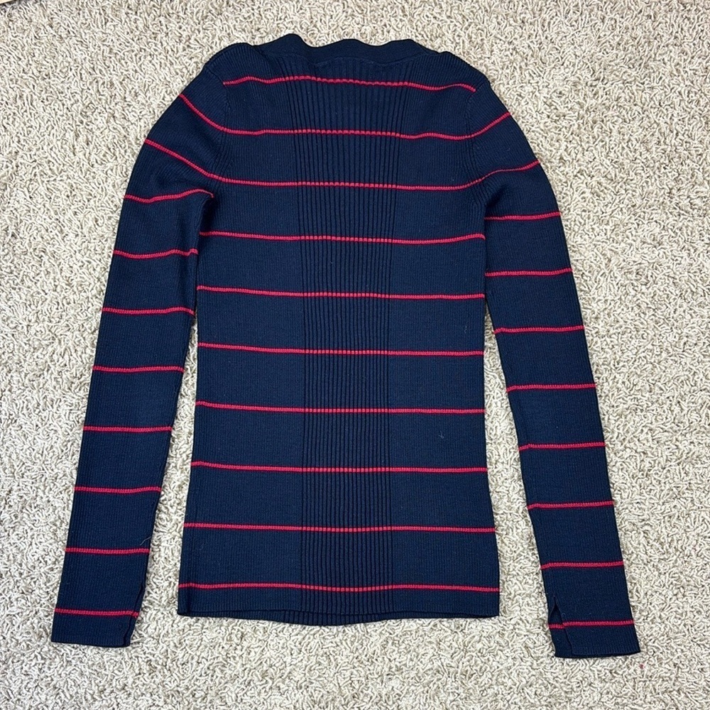 Athleta Bayside navy and red ribbed sweater sz xs - Picture 7 of 7